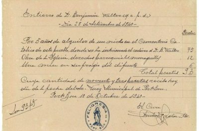 Factura del lloguer del nínxol del cementiri