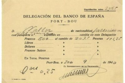 Justificant de canvi de moneda del Banco de España 01